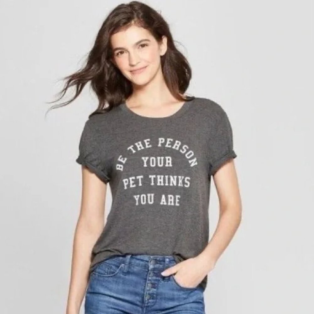 Fifth Sun "Be The Person Your Pet Thinks You Are" Cropped Graphic Tee M